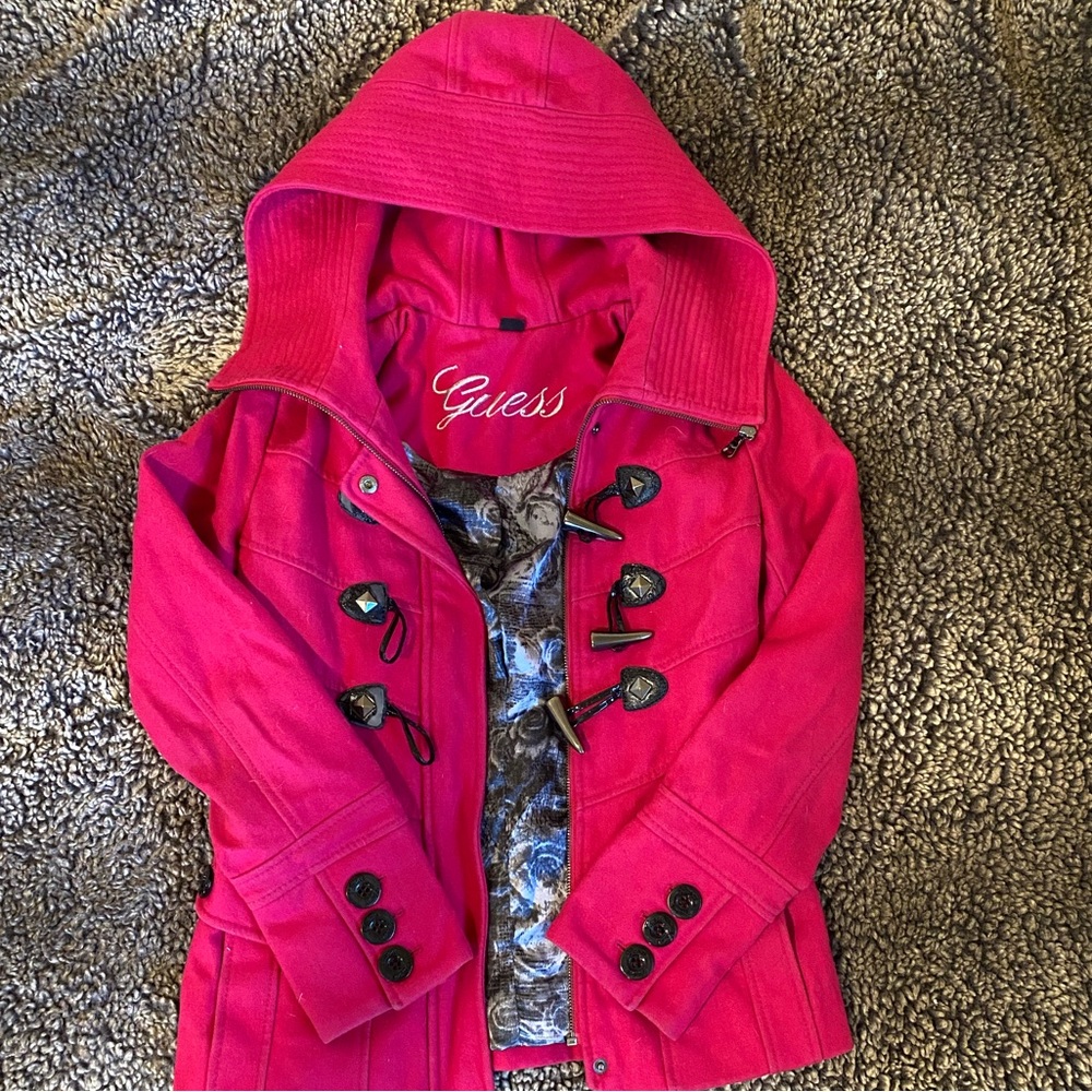 Guess Pink Coat Womens Peacoat XS Pink Fall Coat